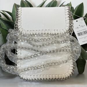 White Chain-Trim Crossbody Bag - Unbranded